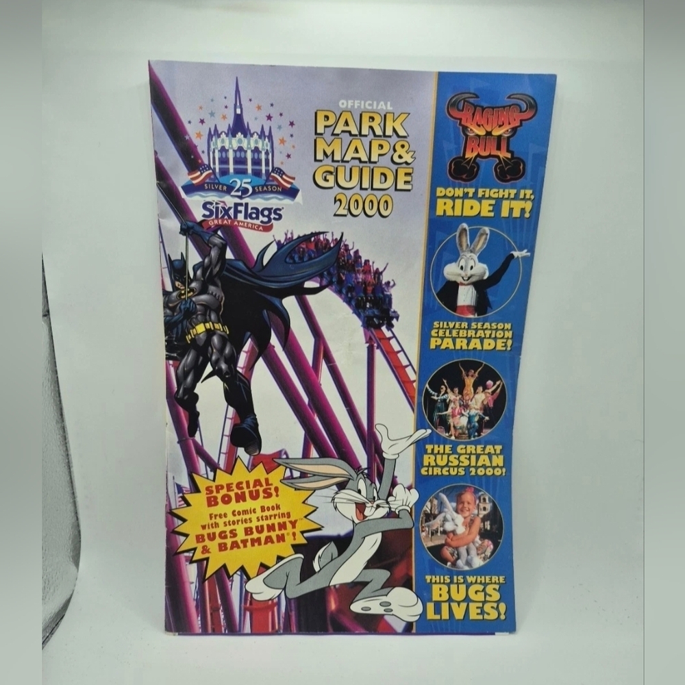 Official Park Map & Guide 2000 Six Flags Great America Silver 25 Season